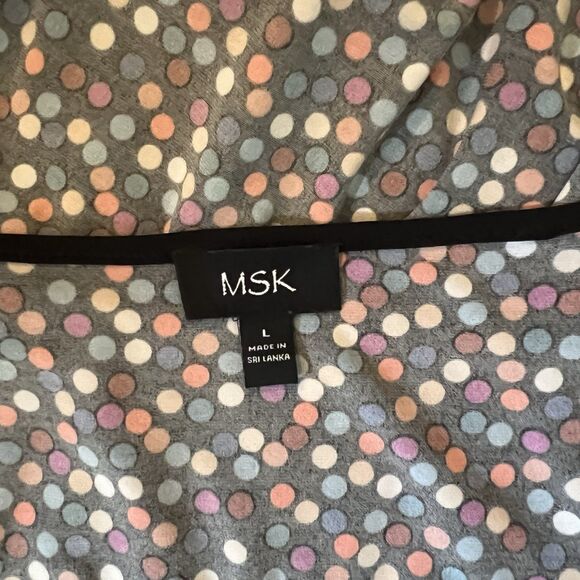 MSK Black Multi Color Polka Dots Bell Sleeve Shift Dress Women's Size L - Picture 6 of 8